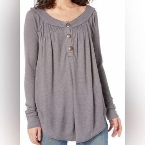 Free People We the Free Must Have Henley Waffle Shirt S